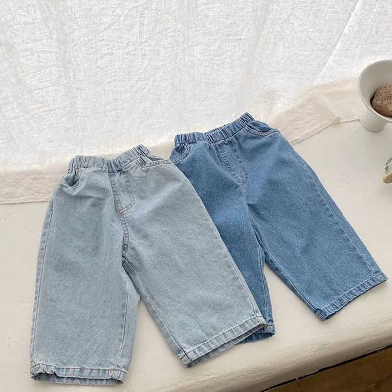 2052C-1 Childrens Pants Denim Pants Spring Summer New Simple Fashion Boys Jeans Elastic Waist Casual Washed PantsT251208
