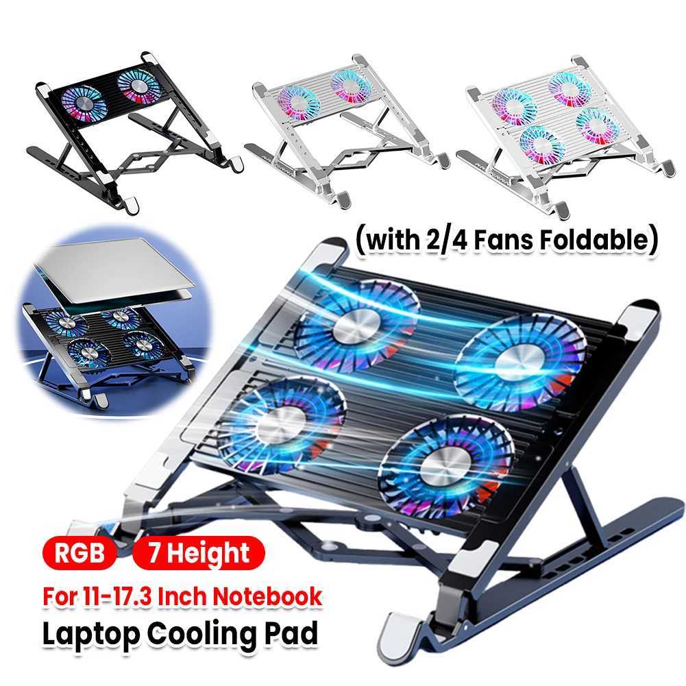Laptop Cooling Pad with 2/4 Fans RGB Gaming Laptop Cooler 9 Height Laptop Holder Foldable Notebook Stand for book iPad C251208-image-1087683462