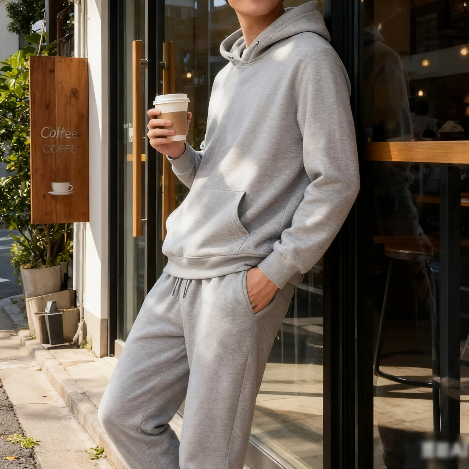 Mens Autumn Winter Solid Color Hoodiepants Two-piece Set Male Fashionable Casual Sports Set Size S-3XL Mens Tracksuit 251205