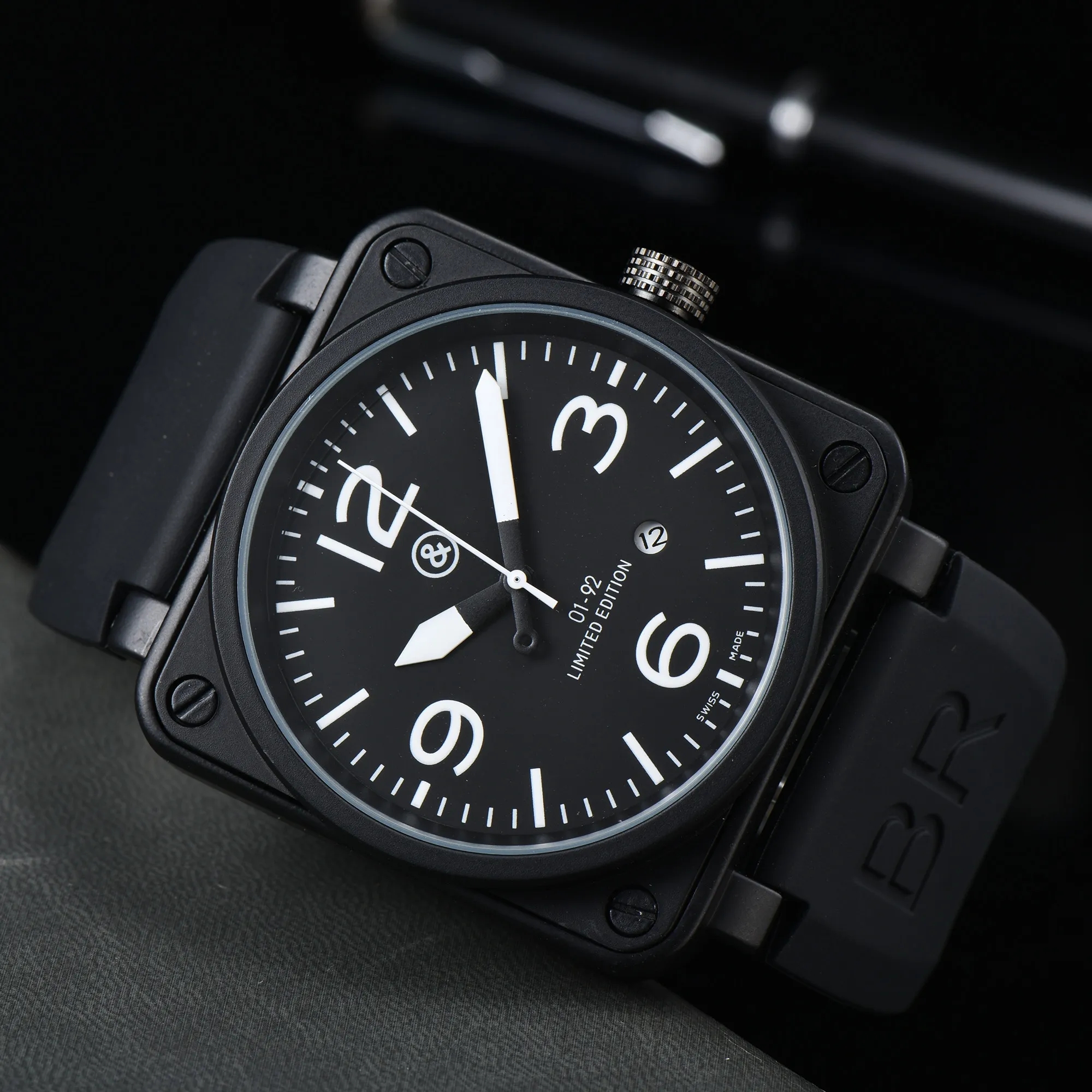 Top brand men's Rose Automatic Mechanical Watch Leather Black Rose Rubber Model 46mm Large Clock Dial Men's Watch