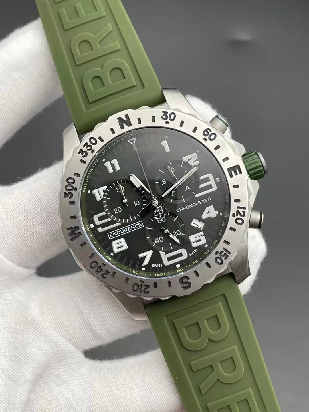 2025 U1 Top-grade AAA new arrivals Male watch quartz stopwatch Stainless steel watches black dial Green Rubber band man chronograph wristwatch 48mm