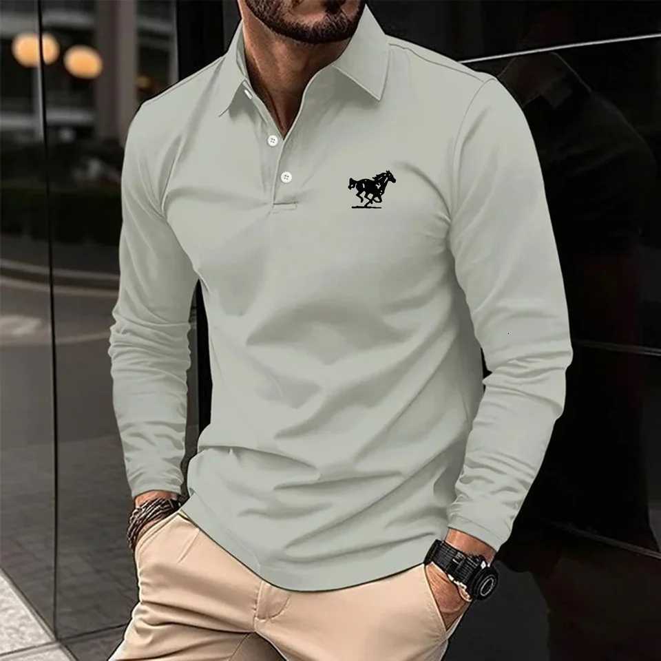 Regular Mens Solid Color Long Sleeved Polo Shirt Spring and Autumn New Products Simple and Loose Casual Mens Top W251208