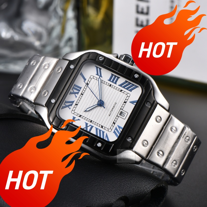 Luxury CARTIRity SANTOSDEity Watch Mens tankily Watch Square Watches Automatic Movement Stainless Steel Bracelet Sapphire Glass Waterproof women Wat