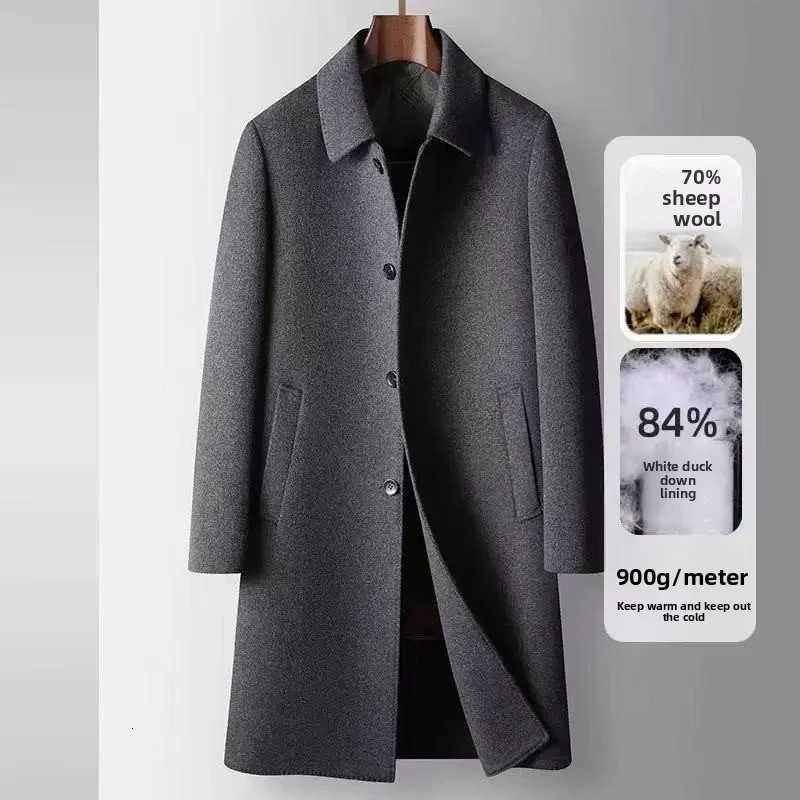 2025 Autumn/Winter New Mens Woolen Coat Medium to Long Size 70 Wool Content Detachable Down Inner Lining Woolen Coat M251208