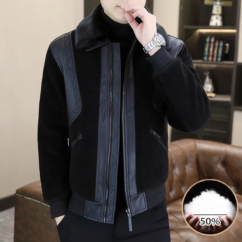 High-Quality Mens Short Puffer Coat Winter Detachable Fur Collar Warm Duck Down Jacket Casual Windproof Thicken Top Parkas 251203