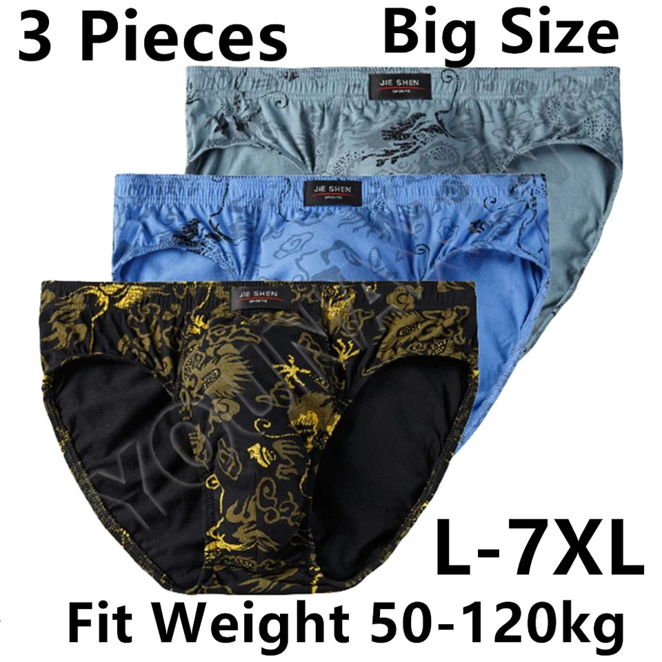 3 Pieces Men Big Size Cotton Briefs Knickers Panties Pant Middle-aged And Elderly Underwear Undies L XL 2XL 3XL 4XL 5XL 6XL 7XL 251129