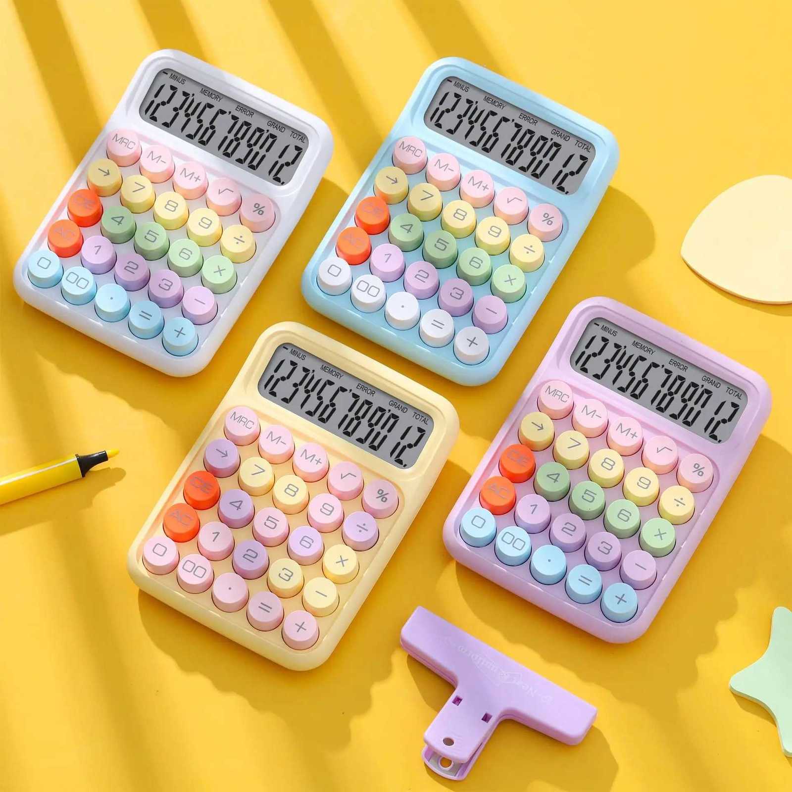 Keyboard Calcator Off 12-digit Mechanical Buttons Calcator Cute Candy Color School Supplies Students/Finance Stationery H251208-image-1087661843