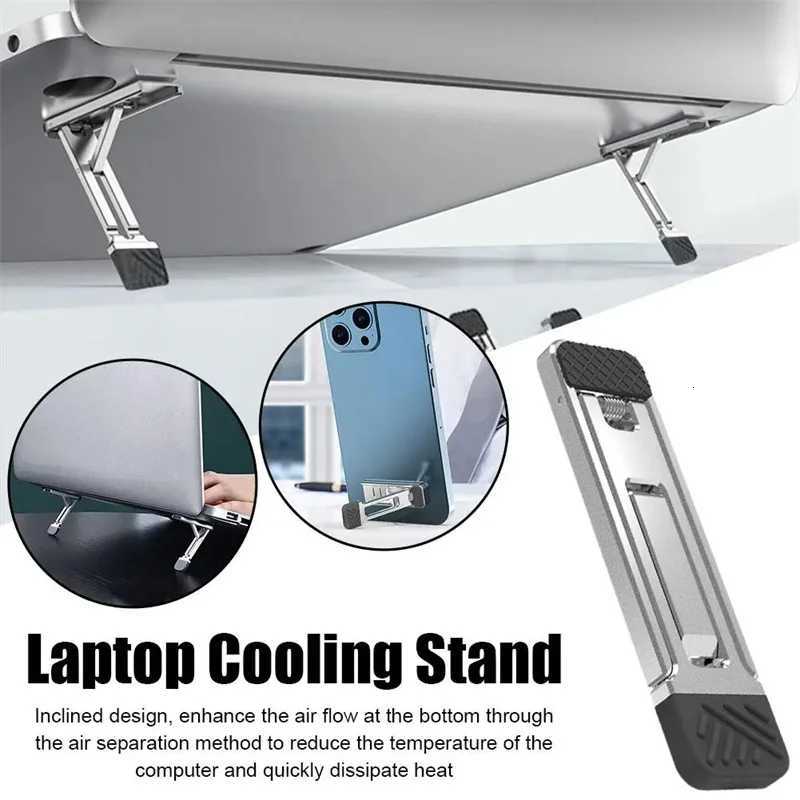 2pcs/set Mini Portable Laptop Stand High Quality Notebook Holder Aluminum Alloy Bracket Heat Reduction Invisible Laptop Holder C251208-image-1087683257