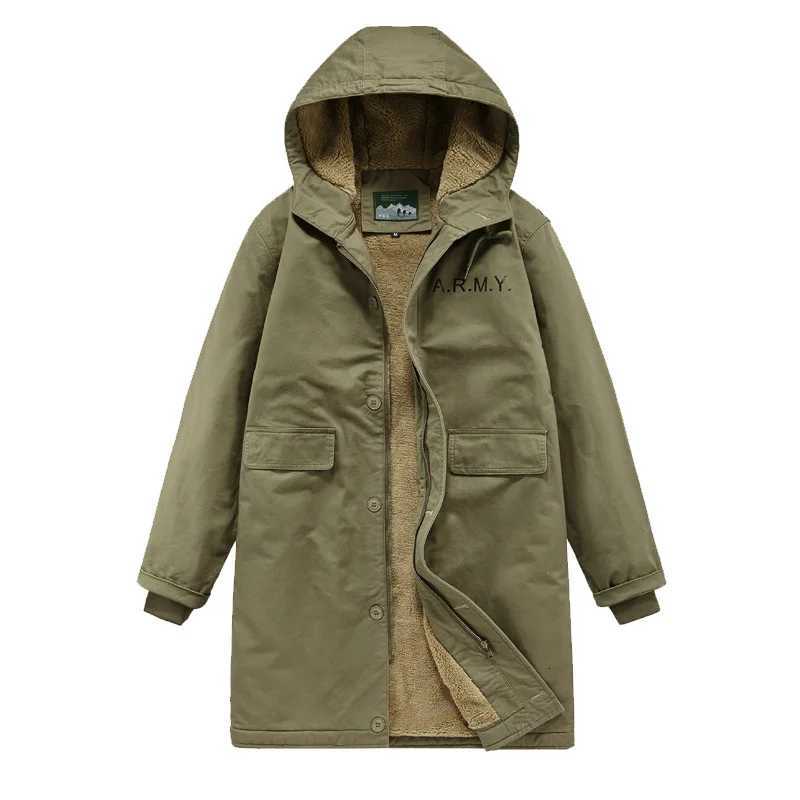 Winter New Fashion Vintage Mens Loose Solid Color Casual Trendy Long Sleeve Hooded Long Jacket Male Wool Coats Clothes Tops M251208