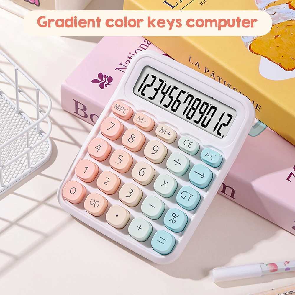 Calcator 12 Digit Large LCD Display Big Round Button Gradient Candy Colored Dual Power Supply Calcator for Off School H251208-image-1087661634