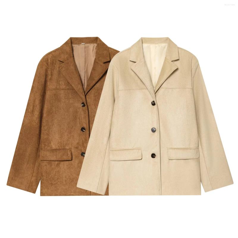 Women's Jackets 2025 Winter Casual Fashion Simple Loose Versatile Commuter Long Sleeve Slimming Suede Suit Jacket
