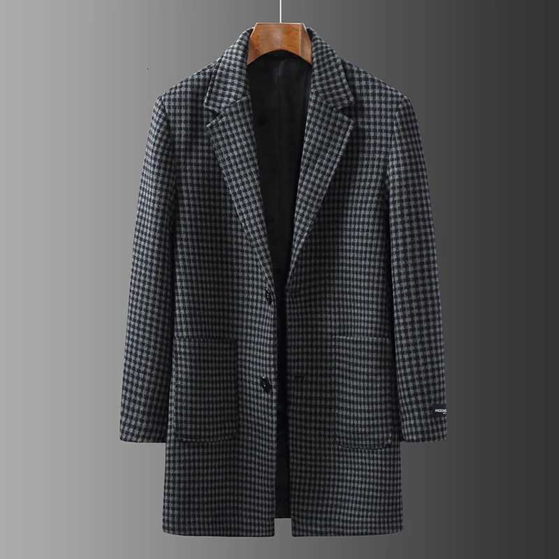 Man Plus Size Woolen Coat Lapel Button Winter New British Style Warm Soft Skin-Friendly Long Coat Fashion Leisure Tops M251208