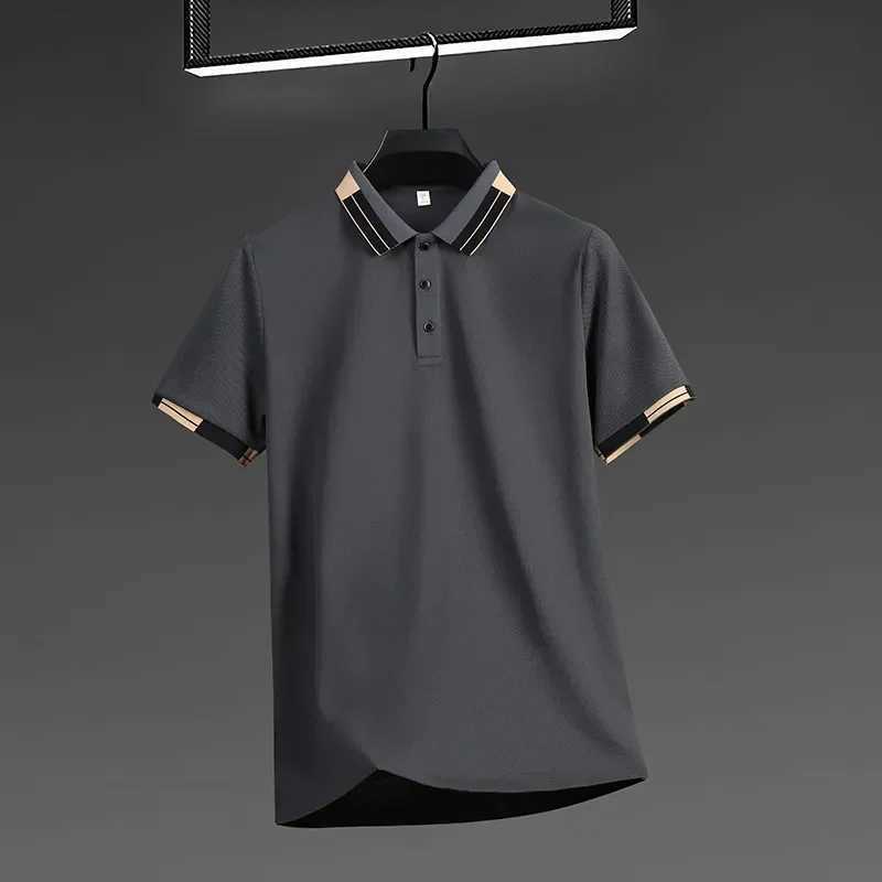 New Mens Business Casual Short Sleeved Shirt Solid Color Polo Shirt Fashionable Breathable Comfortable Versatile Top W251208