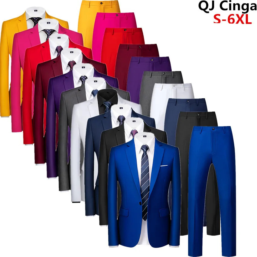 Royal Blue Men Suit 2-Piece Wedding Party Formal Blazer Coat and Pants Vest Asian Size M-6XL Mens Suits Black Gray Red 251203