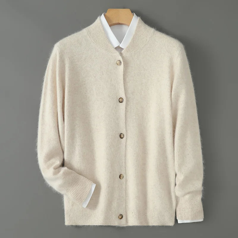 100 Mink Cashmere Sweater Knit Cardigan Men Stand Collar Long Sleeve Autumn and Winter Casual Mens Clothing Business Coat Top 251205