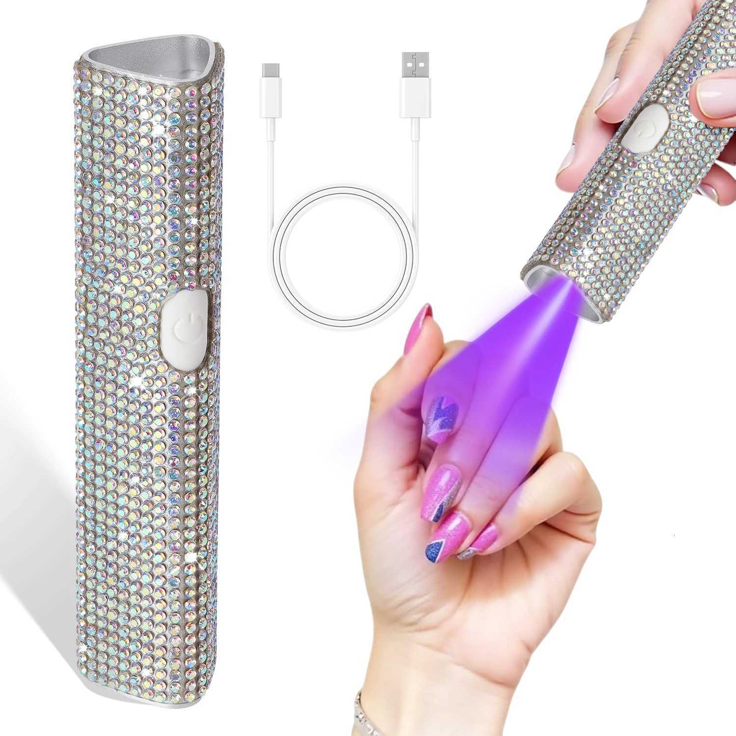 Mini Handheld UV LED Nail Lamp Portable Gel Nail Polish Dryer With Diamond Decoration 2 Timer Settings Fast For Home Travel Use M251208