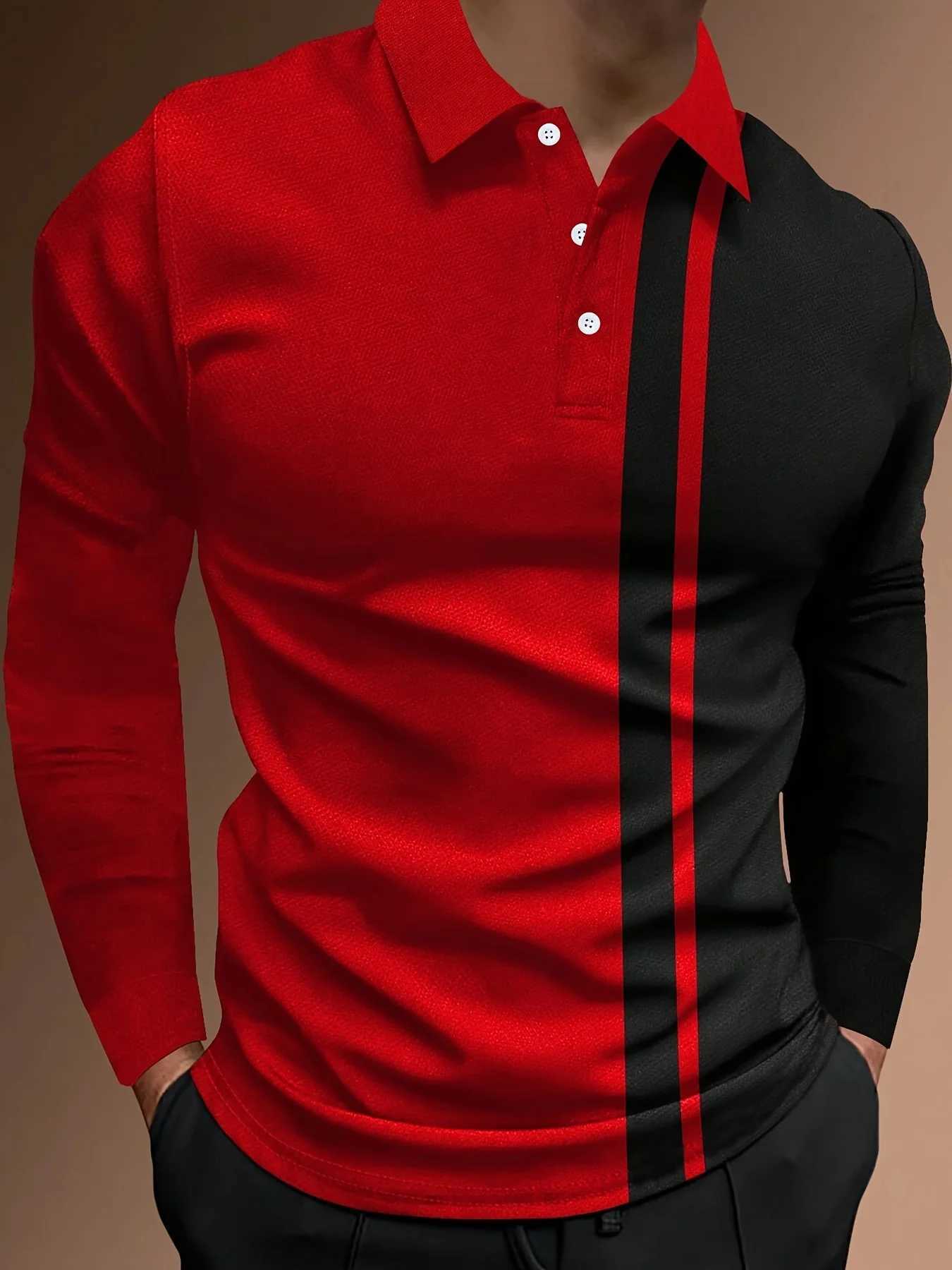 New mens POLO shirt for Spring and Autumn 2025 long-sleeved casual and fashionable 3D printed street mens wear W251208
