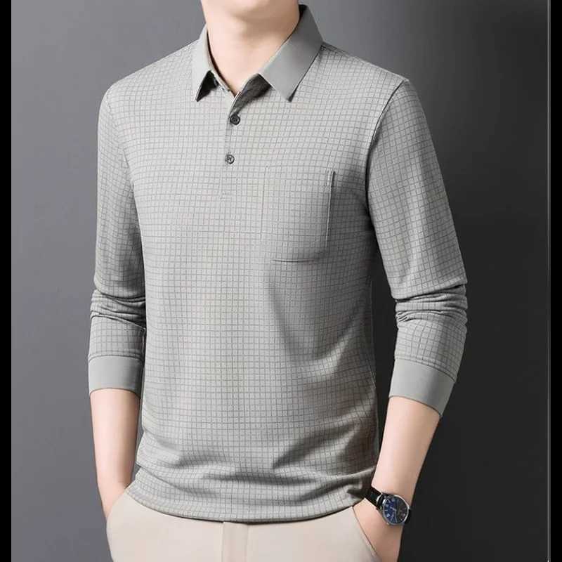 New Mens Pure Cotton Long-sleeved T-shirt for Autumn Casual Thin POLO Shirt Fashionable Real Pocket Top W251208