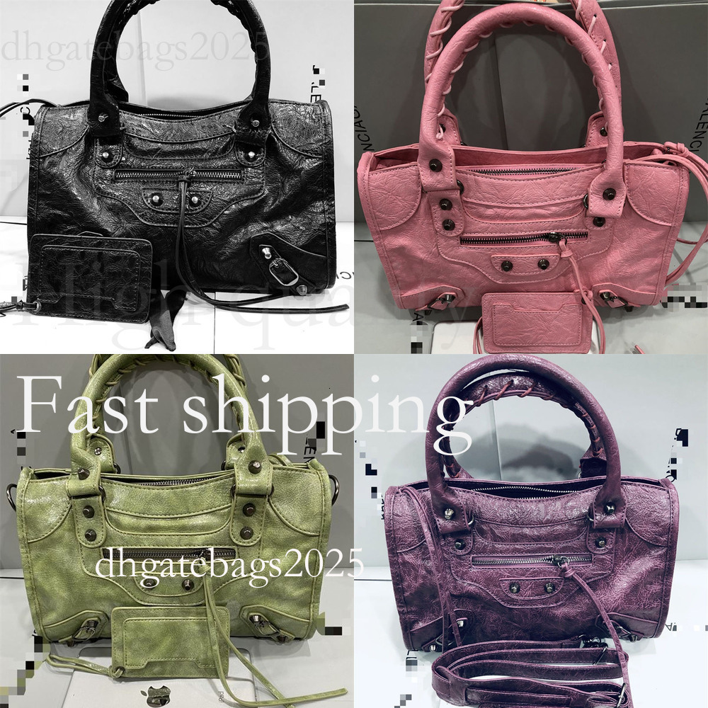 Mirror Quality City Bag Designer Vintage Classic Series Of Motorcycle Bag Sheepskin Tote Bag Shopping Bag Handbag Free Shipping 5A