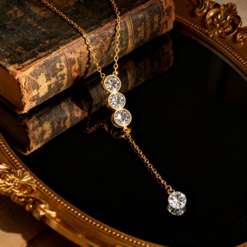 Moissanite Necklace Bubble Collar Round Cut White Gold Yellow Gold Modern Cluster Design Luxe Fine Jewelry Gift for Women Wife