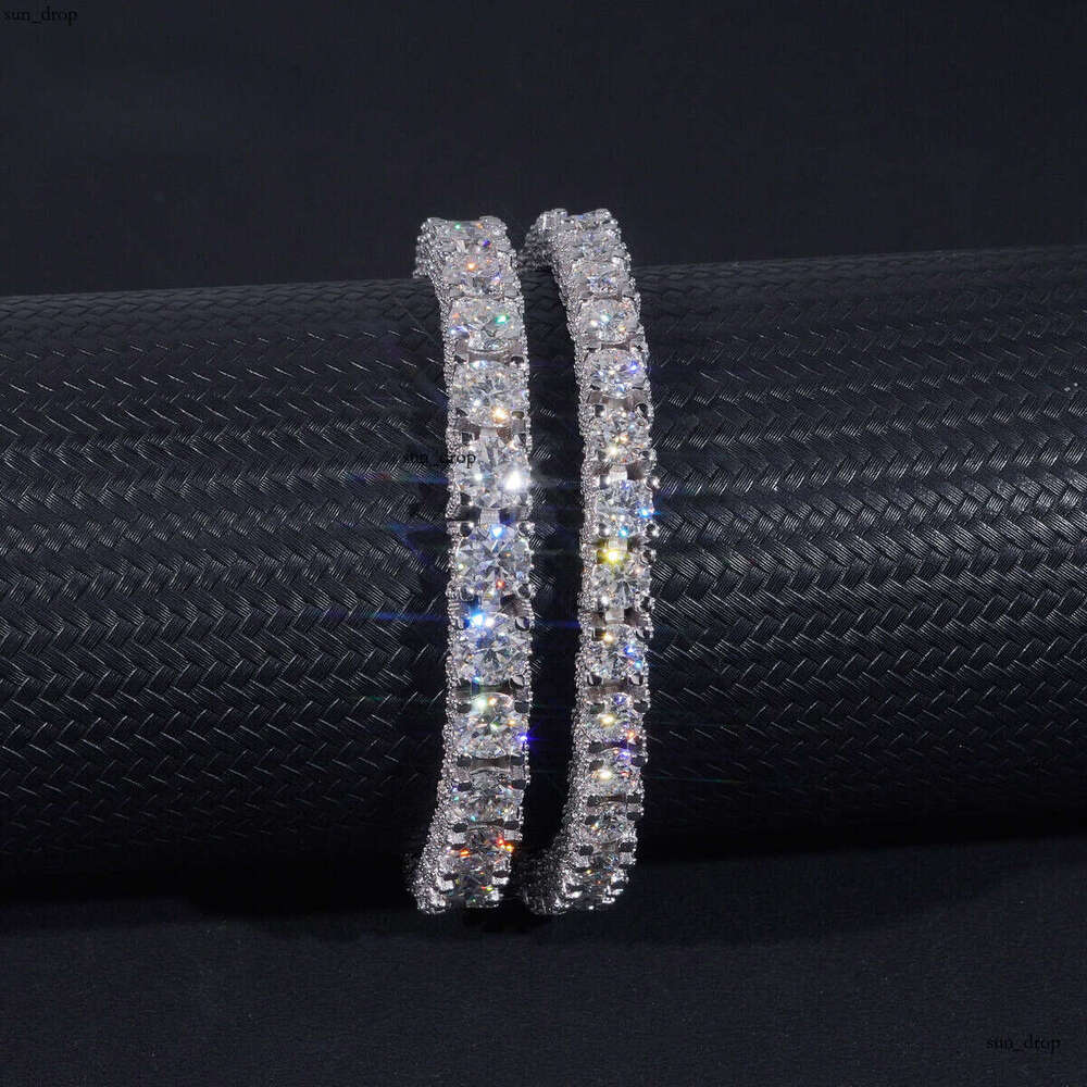 RTS Factory Price Hip-Hop 925 Sterling Silver 5mm 6.5mm VVS Diamond Necklace Full Iced Moissanite Tennis Chain
