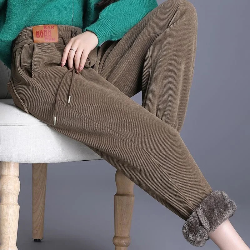 Thickened Polar Fleece Womens Pants Casual Trousers Autumn Winter Style Harlan Womens Pants Footed Cuffed Long Pants 251204