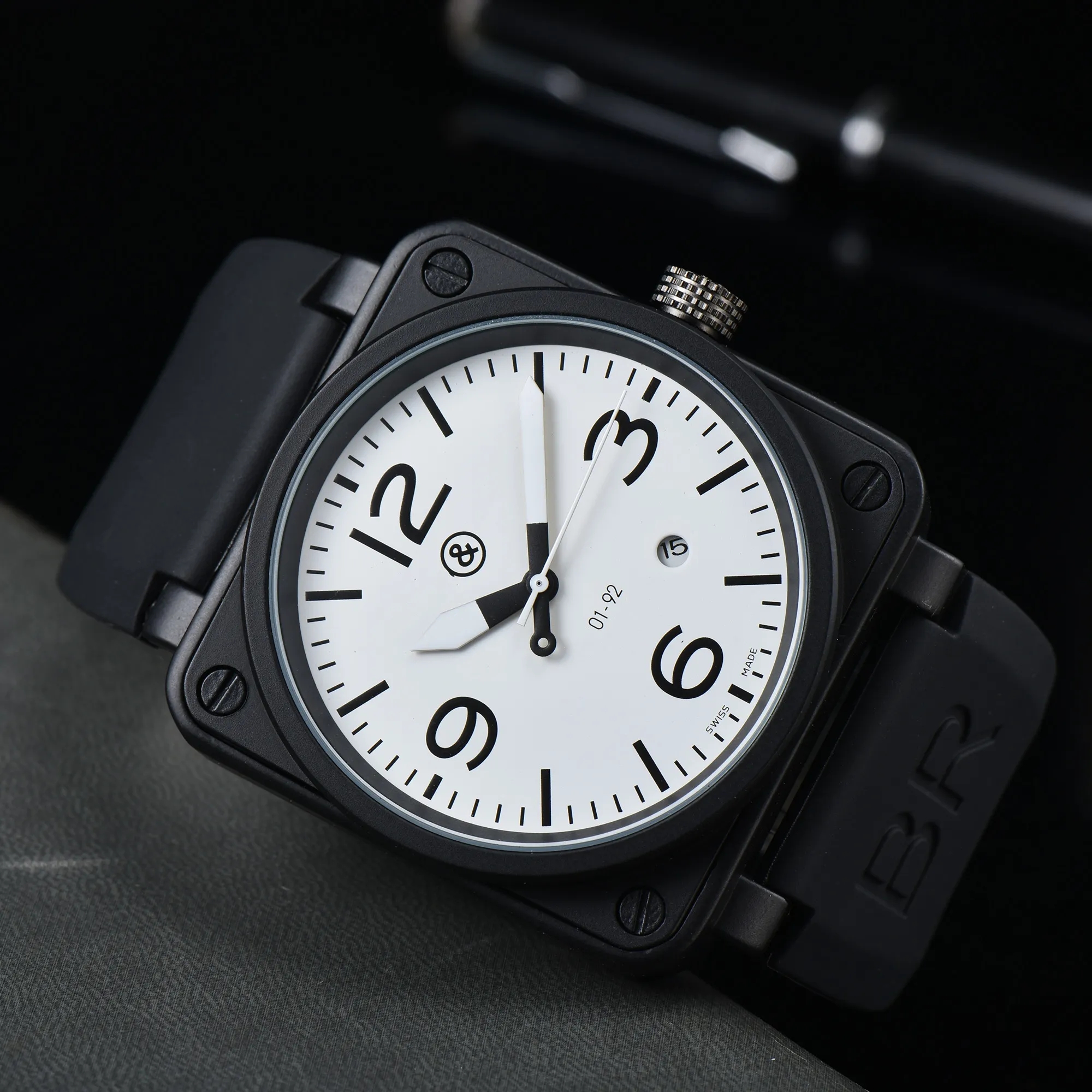 Top brand men's Rose Automatic Mechanical Watch Leather Black Rose Rubber Model 46mm Large Clock Dial Men's Watch