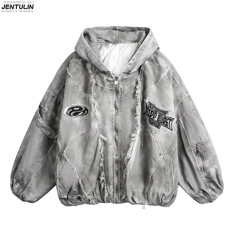 Y2K Estetica Retro Colletto Giacca in cotone ispessito Uomo Donna Moda Punk Vintage Streetwear Allentato Casual Giubbotti Abbigliamento 251204