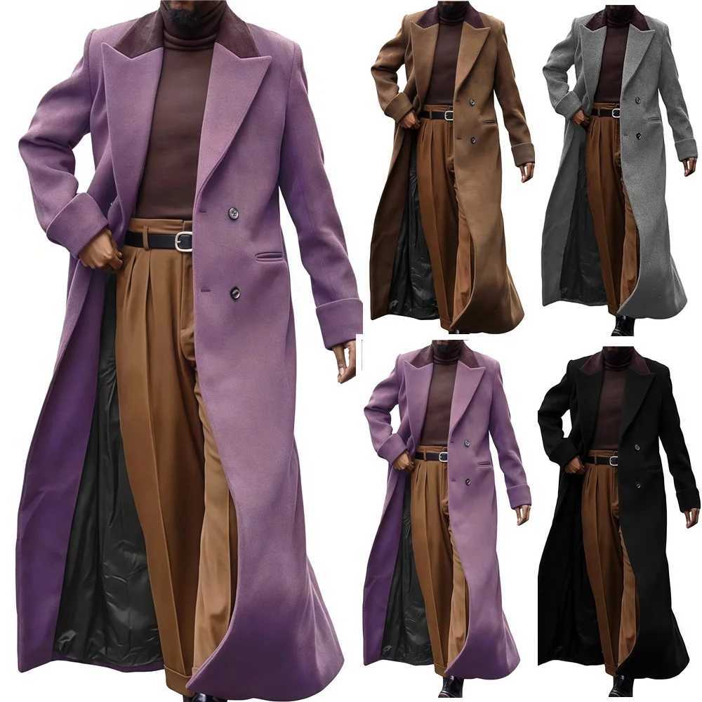 Fashion Formal Winter Brown Men Blazer Suit Double Breasted Woolen Coat Man Overcoat Customized Business Wear Warm Jacket M251208
