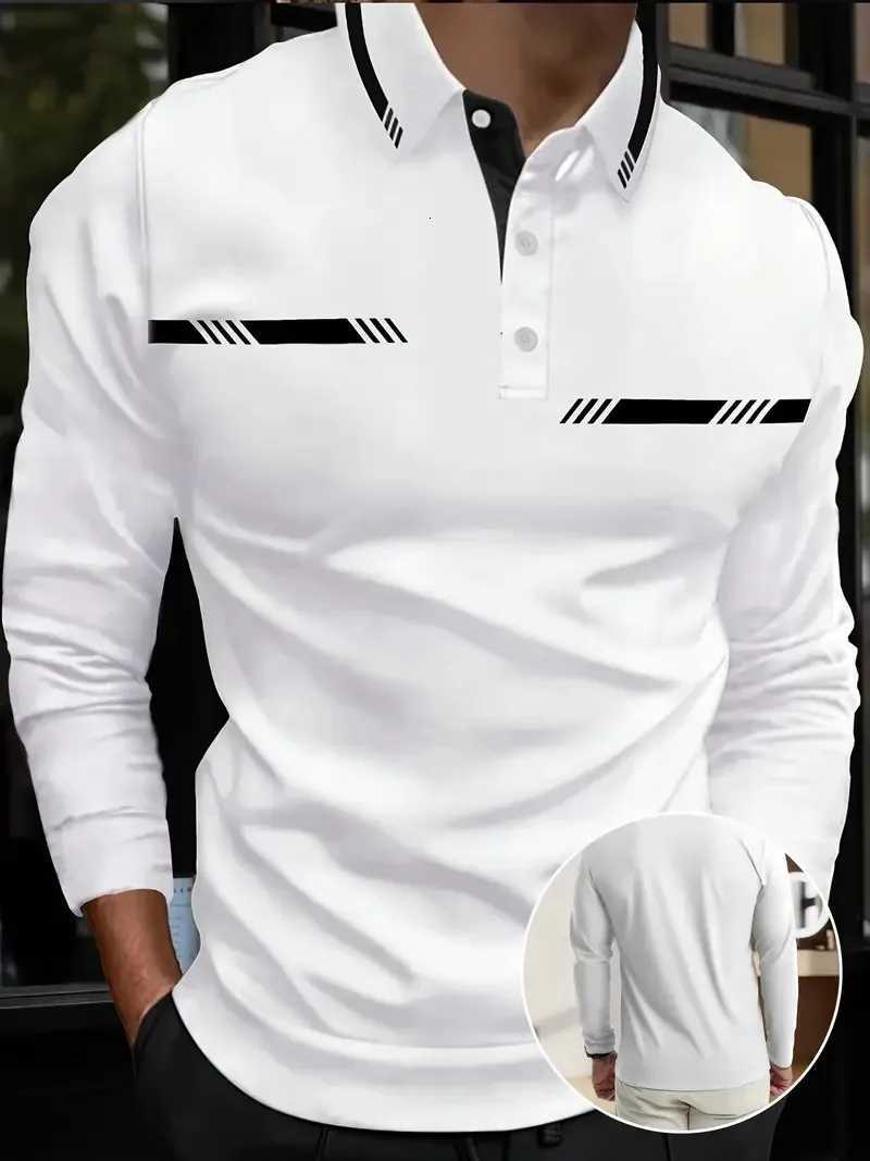The new mens long-sleeved POLO shirt for Spring and Autumn 2025 is casual comfortable soft and printed with 3D stripes W251208