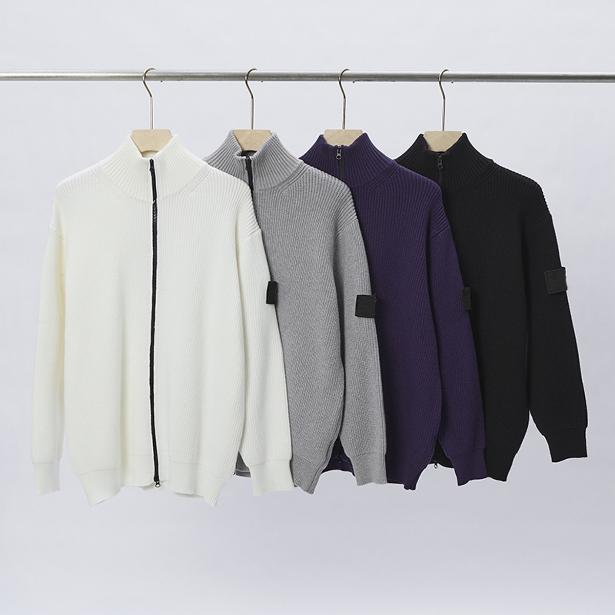 Designer Cardigan knitted sweaters classic compass embroidered badge Core-spun yarn stripes moisture-wicking and breathable long sleeve for Mens Wom