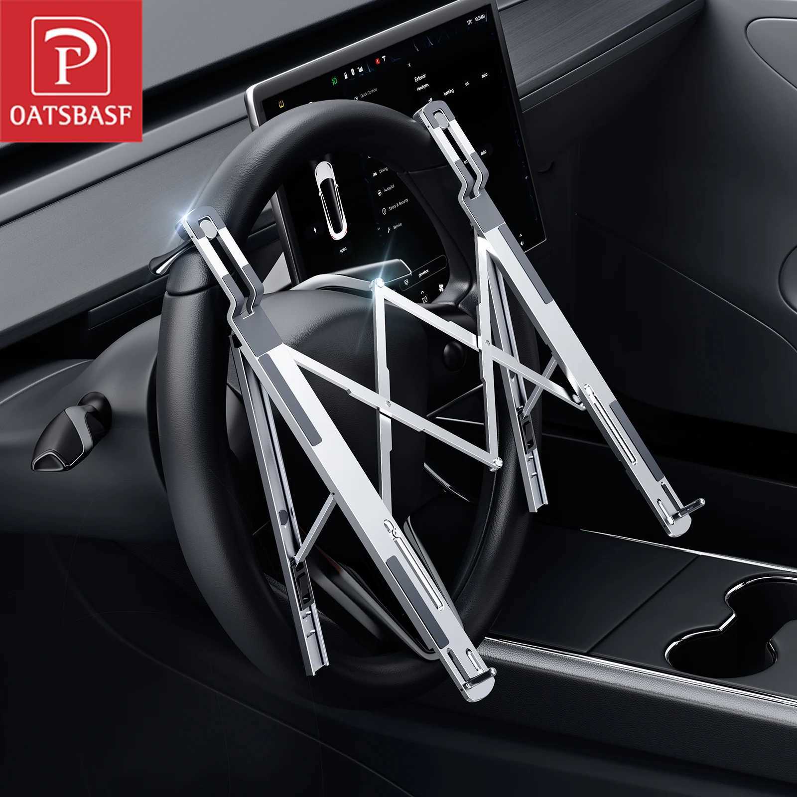 Oatsbasf Car Steering Wheel Laptop Stand Portable Foldable 5-Ll Adjustable Aluminum for Tablet Notebook Book for Car Desktop C251208-image-1087683375