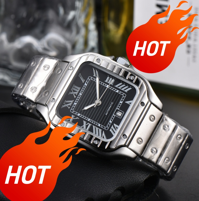 Luxury CARTIRity SANTOSDEity Watch Mens tankily Watch Square Watches Automatic Movement Stainless Steel Bracelet Sapphire Glass Waterproof women Wat