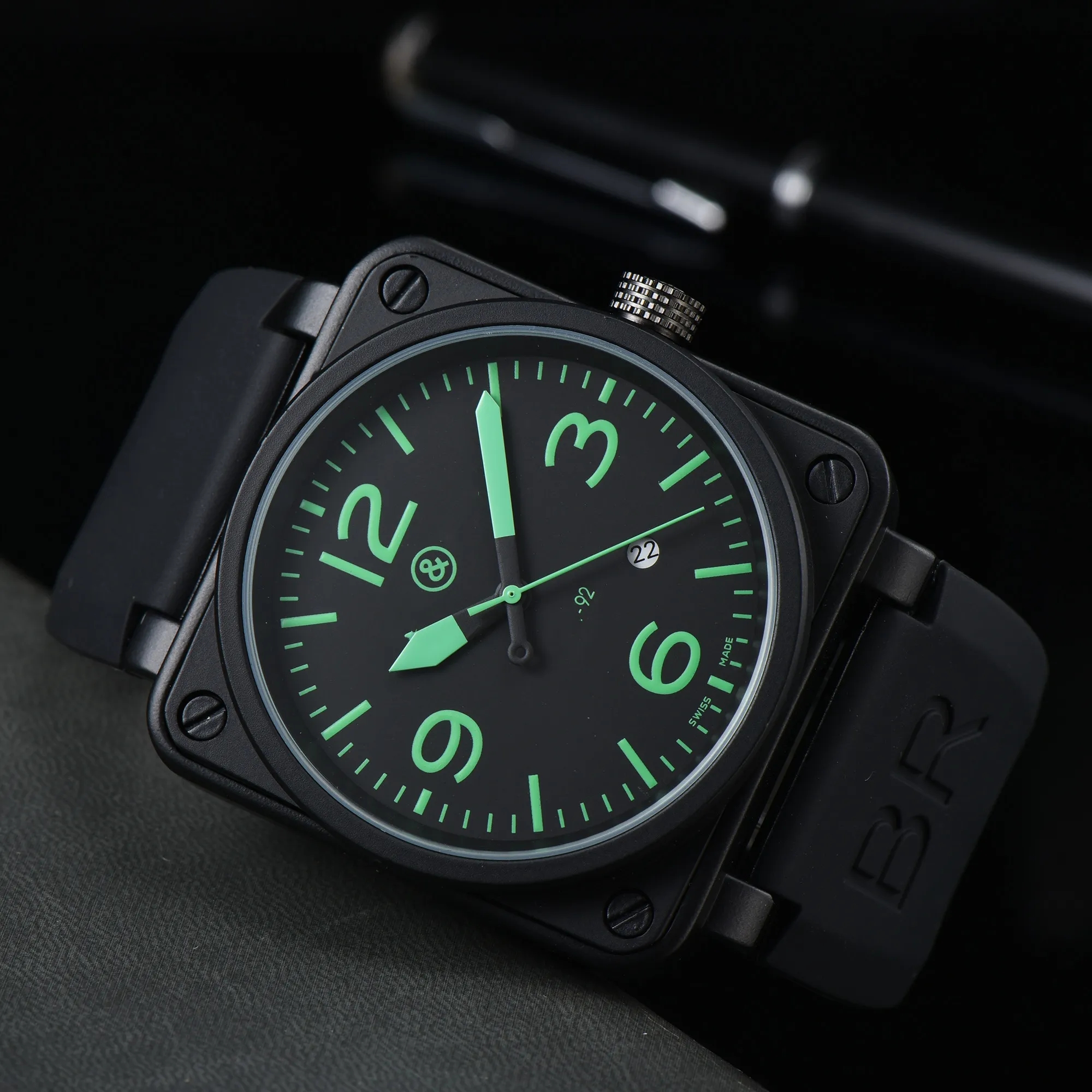 New Top brand BR men's Rose Automatic Mechanical Watch Leather Black Rose Rubber Model 46mm Large Clock Dial Men's Watch