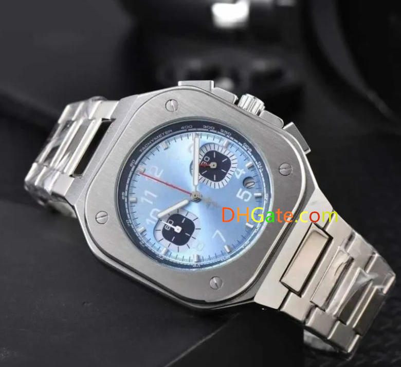 BR Bell Watch Multifunctional Waterproof wristwatch Diver Sports Clock Reloj Retro High Quality Stainless Steel Quartz Movement 5-pin Calendar Men&#