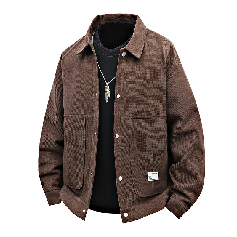 Mens Short Suede Jacket Pilot Style Midweight Long Sleeve Zipper Clre Pure Color Loose Fit Comfortable Casual Outerwear 251129