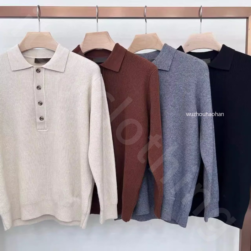 Luxury Designer Men Wool Polos Autumn and Winter Leisure Lapel Sweater Long Sleeve Sweater L1289