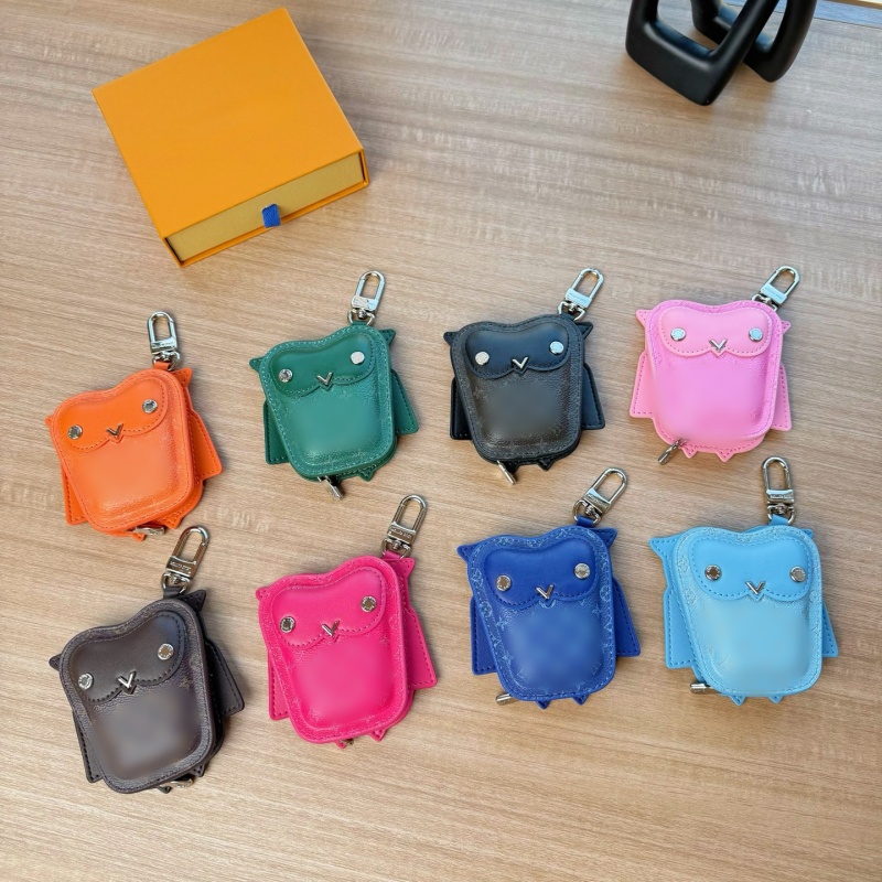 Designer Keychain Fashion Cute Owl shaped Key Bag Mini Wallet Luxury Bag Charm High Quality Leather Keychain 8 Colors