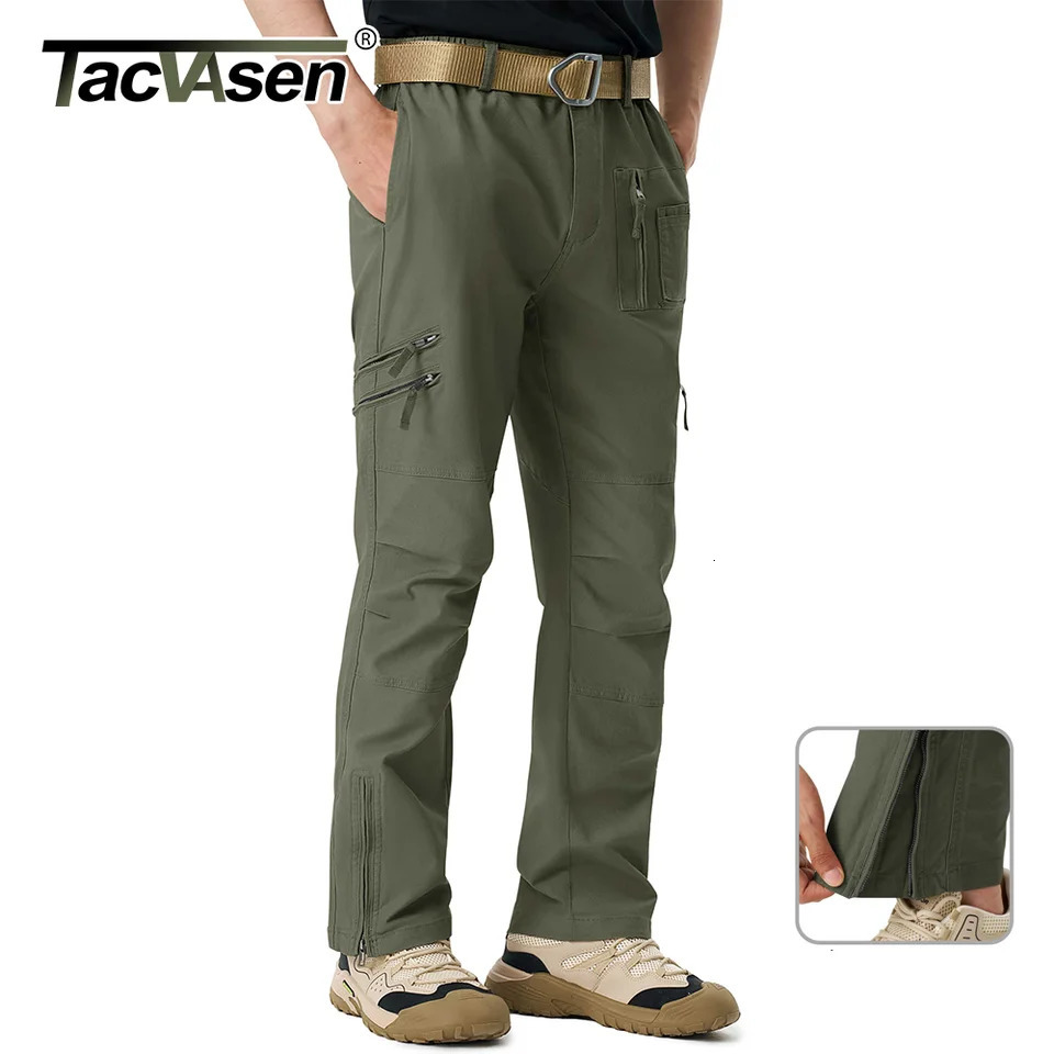 TACVASEN Safari Ripstops MultiPockets Work Pants Mens Outdoor Cargo Spring Autumn Casual Cotton Hiking Combat Trousers 251129