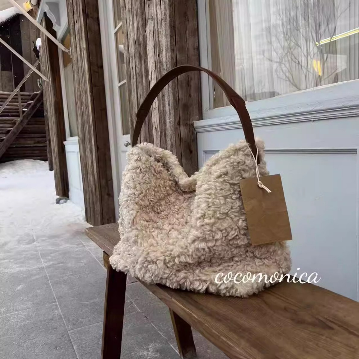 Autumn and winter new lamb wool women's handbag Christmas gift luxury bag loose plush shoulder bag large capacity fluffy crossbody bag designer
