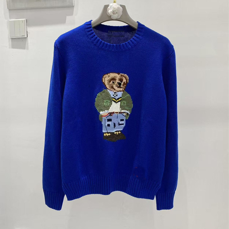 Hot Designer Womens Slim Sweaters Ladies Knitted Crew Neck Sweater Jumpers American Flag Bear Trendy Winter HighEnd Comfortable Cotton Women Pullove