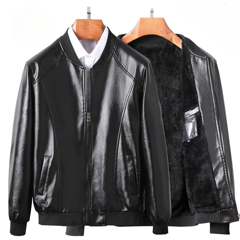 Winter Men Slim Fit Casual Leather Jackets Coats Good Quality Male Fleece Warm PU Leather Coats Mens Clothing Size 3XL 251203