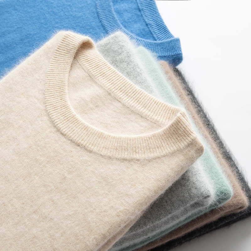 Mens Round-Neck Pullover 100 Pure Mink Cashmere Sweater for Autumn and Winter Mens Large-Sized Loose Casual High-End Jumper 251205