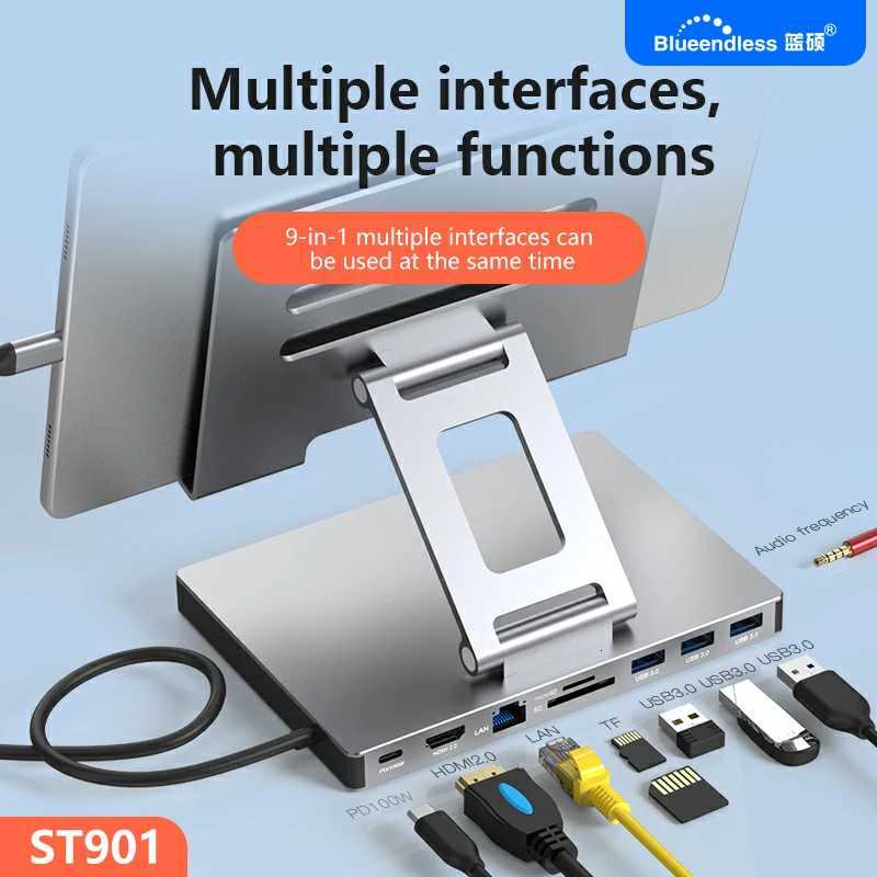 eendless Ipad stand Type C Docking Station Aluminum Alloy 4K 60HZ -C Mtiple Ports Hub PD100W USB30 Gigabit Ethernet C251208-image-1087683533