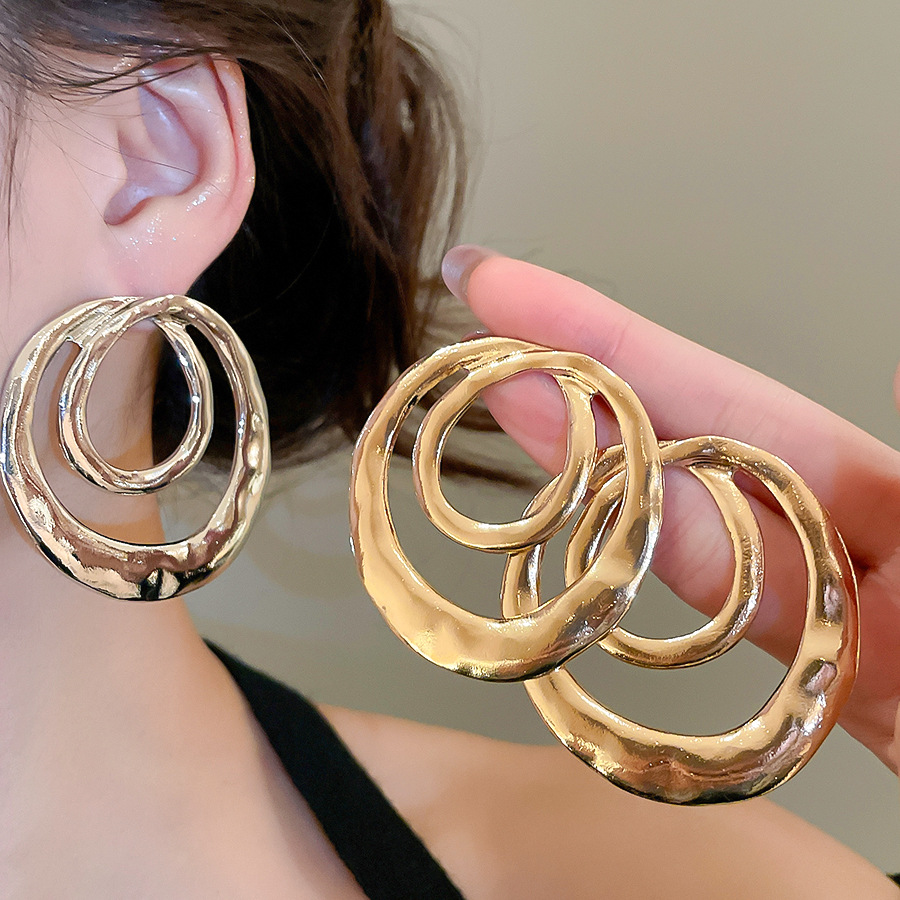 Fashion Vintage Alloy Jewelry Hollow Circle Pendant Earrings Geometric Charm Bag Accessories-image-1088815493