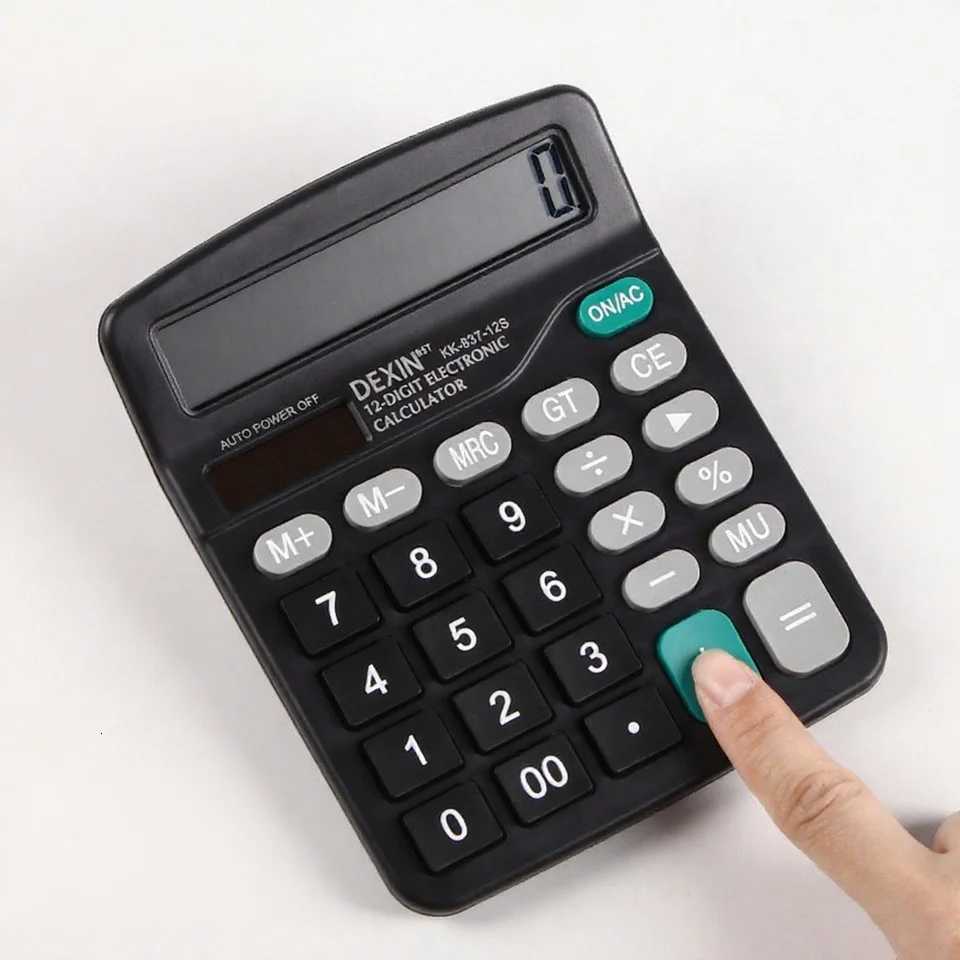 Off Supplies Solar Powered Calcator Dual Power Supply 12 Digit Large Display Screen for Accounting poses H251208-image-1087662136