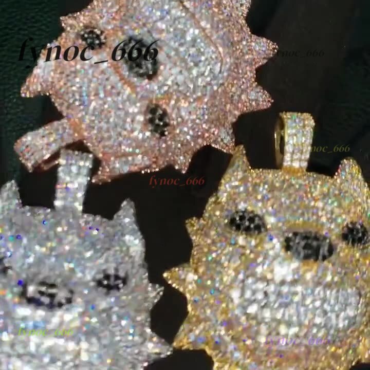 Custom Iced Out VVS Moissanite 925 Silver 14K Gold Rapper Chain Diamond Hip Hop Bulldog Animal Pendant Necklace Fine Jewelry Men