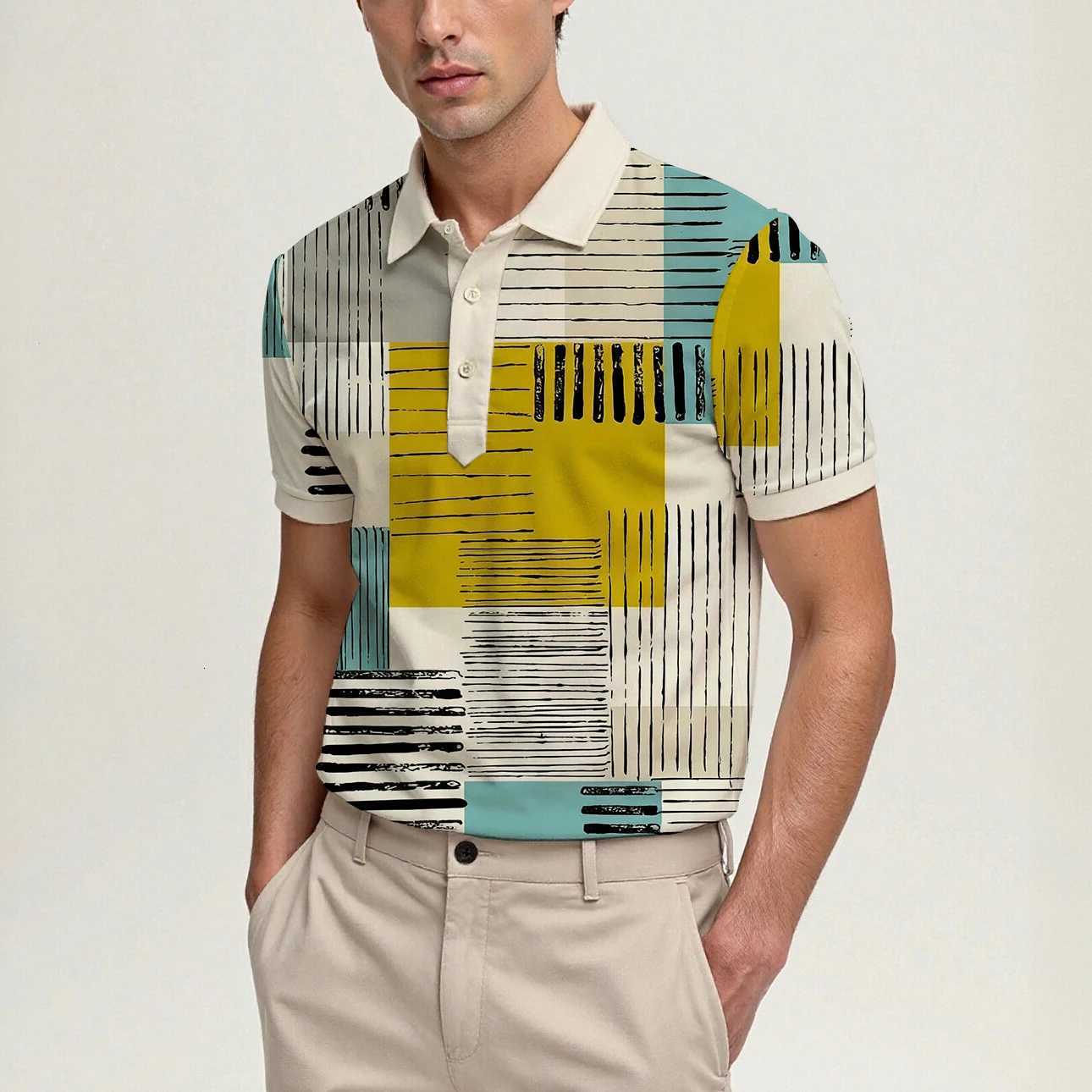 New summer mens short-sleeved POLO shirt mens three-button lapel top casual business fashion all-match daily breathable W251208