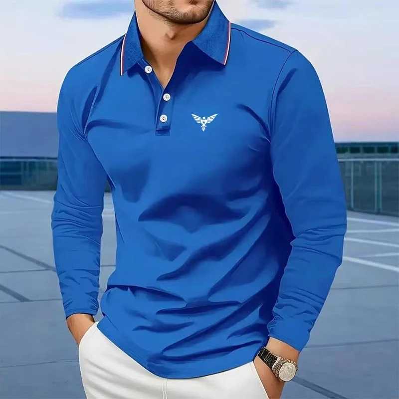 Mens Polo Business Casual Lapel Long Sleeve Comfortable Office Solid / Plain Color Buttons Spring Summer Regular Fit Polo W251208