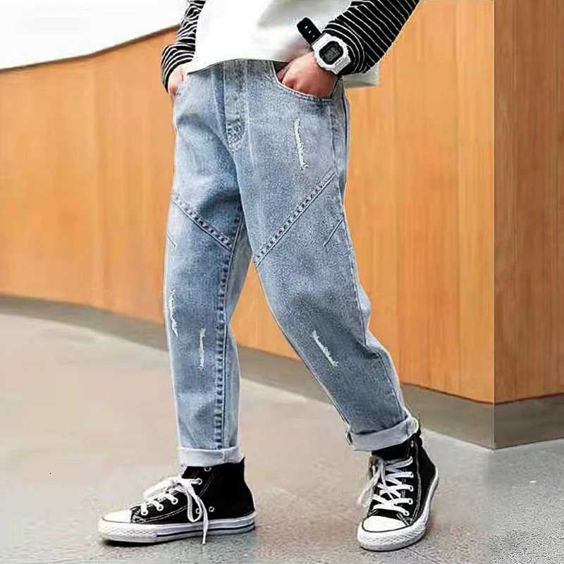 DIIMUU Spring Autumn Kids Boys Bottoms Clothes Jeans Children Fashion Denim Long Pants Slim Fit Trousers For 5-11 YearsT251208